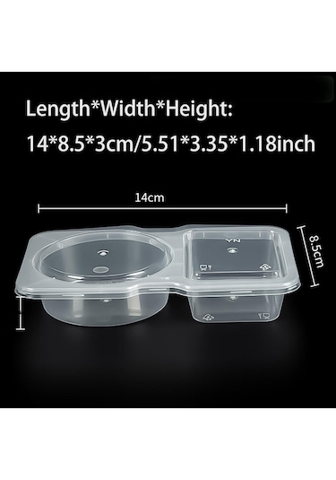 Honmex 5'li Paket 130ml Çift Bölmeli Atıştırmalık Kutusu - Isı Dayanıklı +120 C/-20 C Bölümlü Depolama Kabı Şeffaf