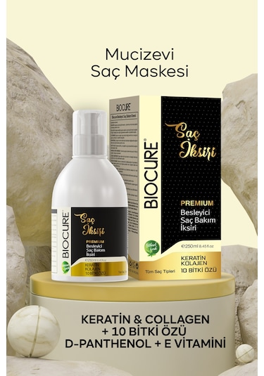 Biocure Premium Keratin & Collagen & 10 Bitki Özlü Besleyici Saç Bakım Maskesi 250 ML