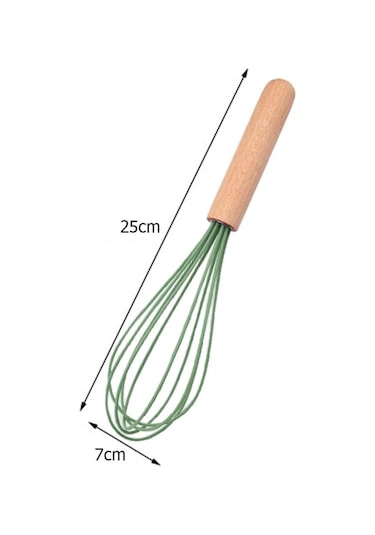 Lincoln Yeşili 1 Adet Silikon Yumurta Çırpıcı Çırpma Teli Ahşap Saplı Mutfak El Yumurta Çırpıcı Alet Mutfak Gereçleri Pişirme Aksesuarları