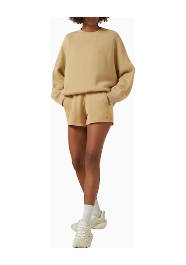Represent Initial V Notch Sweater, Pamuklu Fleece, Minimalist Ve Lüks Günlük Sweater Açık Kahverengi
