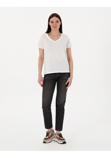 Pierre Cardin Kadın Beyaz Tişört Basic 50305749-vr013 Beyaz