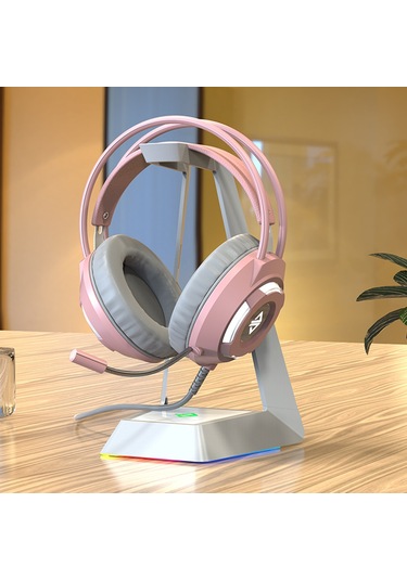 Reedark Ajazz Ax120 Kulaküstü Oyuncu Kulaklığı - Işıklı Mikrofonlu, 3.5mm+usb, 50mm Hoparlör, Pembe Renk