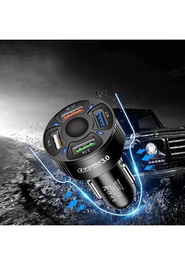 Createtech Usb Te-094 Siyah Şarj Hızlı Fonksiyonlu Fişi Dönüşüm Çok Cihazı Çakmak Arada Araç 4'ü 1 Sz