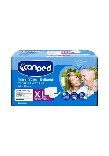 Canped Tekstil Yüzeyli Belbantlı Yetişkin Hasta Bezi XL 30'lu