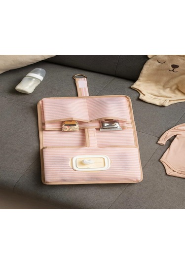 Bebek Alt Açma Bakım Çantası Çok Gözlü Islak Mendil Bez Düzenleme Organizeri X1 Pembe