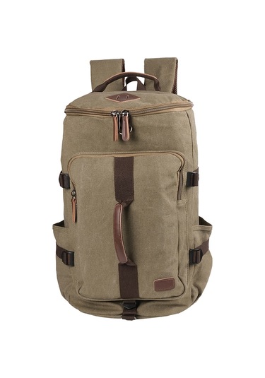 Bagacar Kanvas Kumaş Silindir Okul Günlük Ve Seyahat Sırt Çantası Yeşil