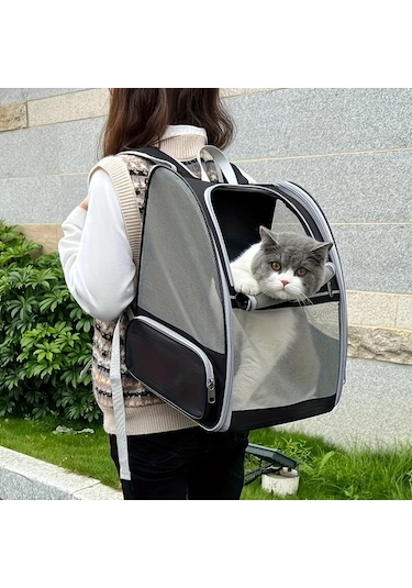 Honeybeeshop Siyah Nefes Alabilir Kedi Sirt Cantasi Tasinabilir Katlanabilir Kedi Tasima Cantasi Seyahat Icin Guvenli Malzemelerden Uretilmistir