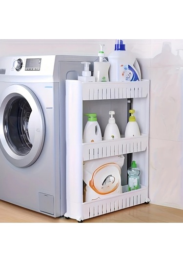 Honeybeeshop Beyaz 3 Katmanli 70.99x54.0x11.99 Cm Ultra İnce Buzdolabi Kenar Rafi Bagimsiz Araba Banyo Oturma Odasi Depolama İcin Uygun Beyaz