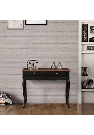 Wooding 100 Cm Çekmeceli Masif Siyah Ceviz Antre Dresuar Siyah