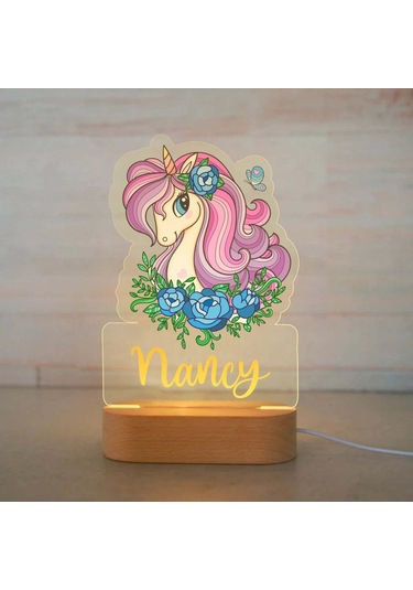 Kişiye Özel Çocuklar İçin Hayvan Gece Lambası İsimli Akrilik Lamba 6 Çok Renkli