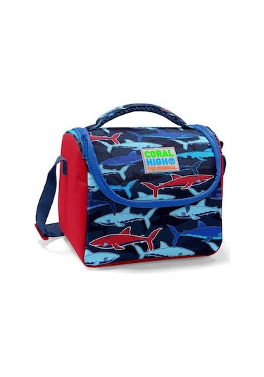 Coral High Erkek Çocuk Okul Beslenme Çantası Isı Yalıtımlı Lacivert Kırmızı Köpekbalığı 11718