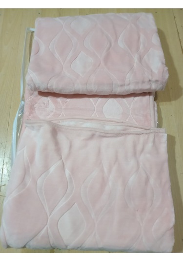 Kristal Tek Kişilik Kalın Kabartma Emboss Battaniye Pudra