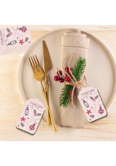 Yılbaşı Mutlu Yıllar Yazılı Hediye Etiketi, Yeniyıl Kokina Temalı