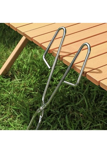 Kömür Maşası Emek Tasarrufu Kolay Kullanım Paslanmaz Çelik Uzatma Kolu Dış Mekan İçin Taşınabilir Yangın Klipsi Gümüş