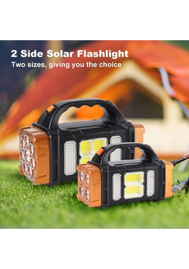 Aubyhe Oranj Büyük Boy Güneş Enerjili Usb Şarjlı 8 Modlu Çift Butonlu Cob El Feneri - Kamp Ve Acil Durum Işığı Çok Renkli