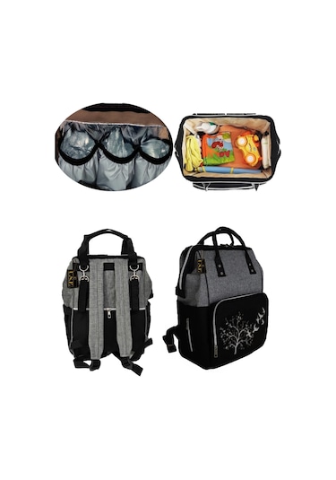 U.S.F Lüx Fonksiyonel Anne Bebek Bakım Sırt Çantası Gri - Siyah