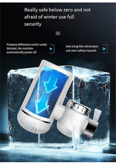 Xurunkeji Kolay Kurulum Hızlı Isıtma Karıştırma Musluğu Anında Elektrikli Su Isıtıcı Musluk Isıtıcı Dijital Ekranlı Ab Fişi Beyaz