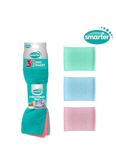 Smarter Eko Paket Mikrofiber Temizlik Bezi 3'lü + Pratik Sünger 3'lü