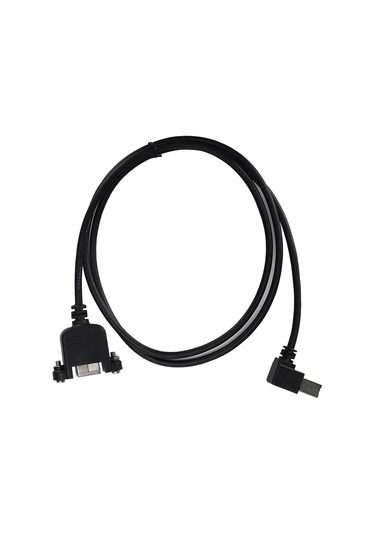 Mufunye Usb-b Ertirici Kablosu 90 Derece Dik Açı, Vidalı Kilitle, Usb-b Erkek'den Dişi'ye, 1m Siyah, Endüstriyel Güvenilir Bağlantı