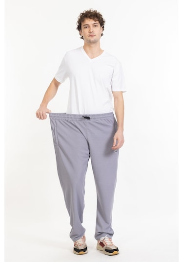 Büyük Beden Erkek Eşofman Altı Cepli Fermuarlı Blr-08- Gri