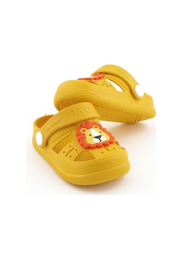 Daye Bk1001 Kaydırmaz Aslan Desenli Çocuk Sandalet Terlik Sarı