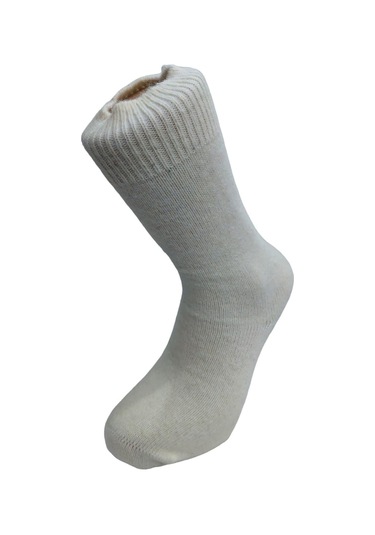 Yerli Üretim Erkek Yün Wool Soket Çorap - Ekru