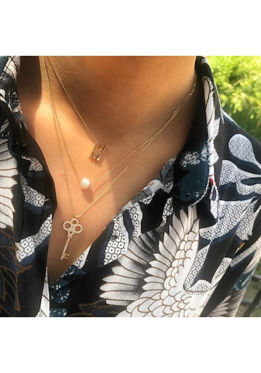 Glorria Glorria Altın Tek Inci Kolye