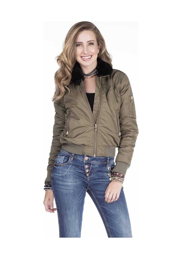 Wj141 Kadın Çıkarılabilir Kürt Yakalı Mont Haki
