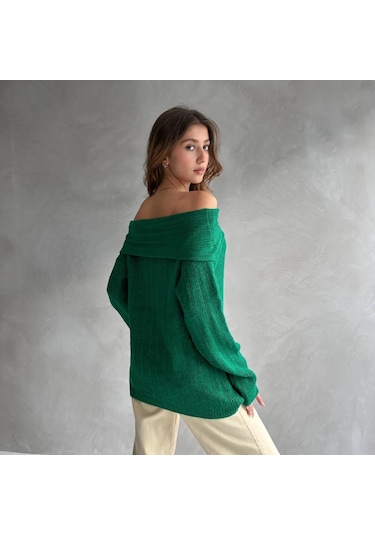 Madonna Yaka Triko Kazak Yeşil