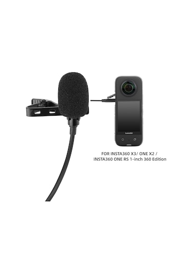 Panoramik Kamera Klipsli Mikrofon Yaka Mikrofonu Tak Ve Çalıştır 360 Çok Yönlü Algılama Gürültü Azaltma Insta360 One X2/x3/ One Rs 1 İnç 360 Sürüm Kamera İçin Yedek Siyah