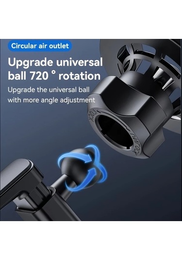 Xuweiwei Siyah 360 Derece Dönebilen Lüks Hava Çıkışı Telefon Tutucu Manyetik Sabit Dayanıklı Malzeme