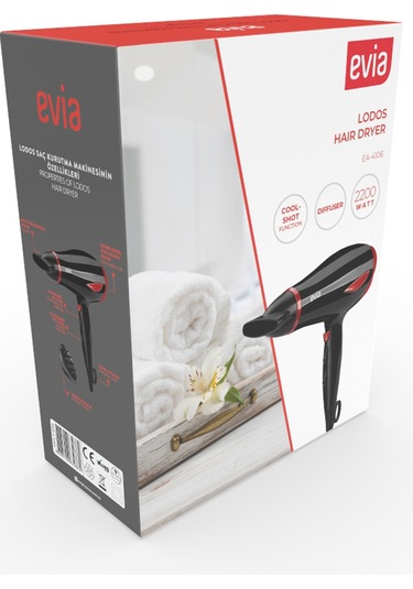 Evia Lodos 2200Watt DC Motorlu Isı ve Hız Ayarlı Difüzör Başlıklı Saç Kurutma Fön Makinesi Gold