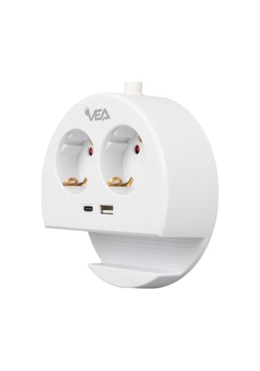 Ve- G1102c 2'li Usb+ Type-c Girişli Anahtarlı 1.5 Metre Grup Priz