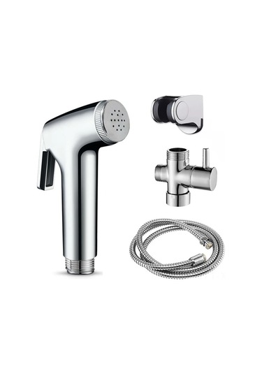Shineyee Silver Bidet Tuvalet Sprey Seti - Abs El Sprayı, Paslanmaz Çelik Hortum Ve Diverter Valfi İle Kişisel Hijyen Ve Temizlik İçin Diğer