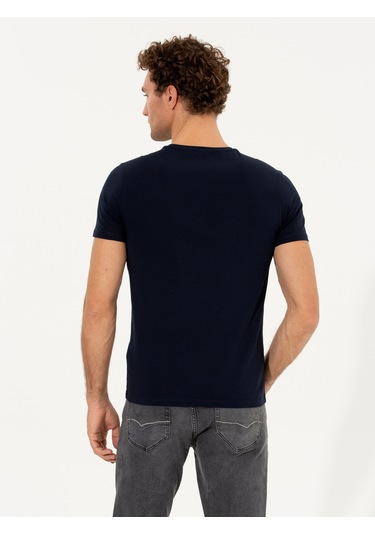 Lacivert Bisiklet Yaka Slim Fit Basic T-shirt