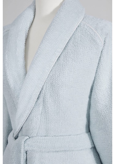 Sadem Organik Pine Şal Yaka Bornoz Açık Mavi