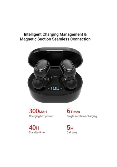 Fortunelane E7s Siyah Tws Bluetooth Kulaklık - Bt 5.1, Hifi Ses, Su Geçirmez, Analog Pil Göstergesi, Ergo Konfor
