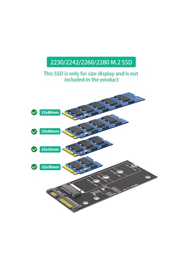 Xurunkeji M.2 - Sata Adaptör Kartı M.2 Ngff - Sata B Anahtar Ssd Dönüştürücü Ngff M.2 2280 2260 2242 2230 Ssd İçin