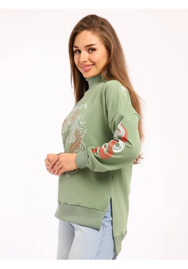 Kem Büyük Bedenli Baskılı Sweatshirt 334881386 Yeşil