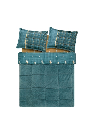 Puffy Barva Çift Kişilik Triola Uyku Seti - Koyu Yeşil