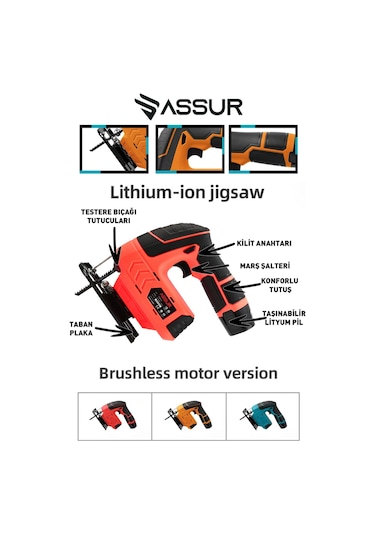 Assur ASR819-02-08 12V Çift Akü Dekupaj Testere Kırmızı