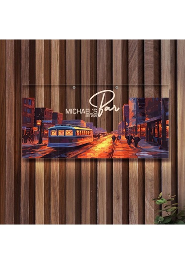 Bk Gift Kişiye Özel Manzara Tasarımlı Akrilik Bar Tabelası 38x19cm -25, Home Bar Tabela, Duvar Dekoru Kobitmeyen137743 Bk Gift