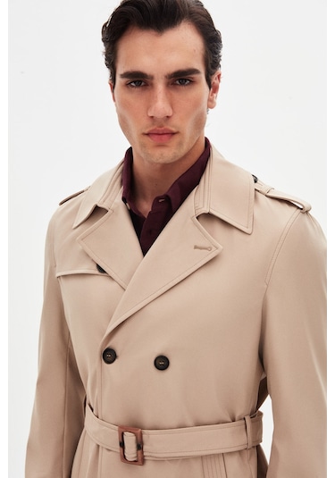 Ds Damat Regular Fit Koyu Bej Apoletli Beli Kemerli Pardösü/trenckot 1hf08ort00013 918