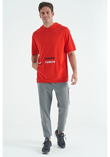 Fiesta Kanguru Cepli Yazı Nakışlı Kapüşonlu Erkek T-shirt - 88195 001