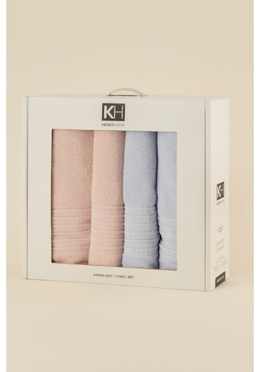 Karaca Home Line Soft %100 Pamuk 4 Parça Hamam Seti Pudra-mavi Pudra-mavi Pudra - Mavi