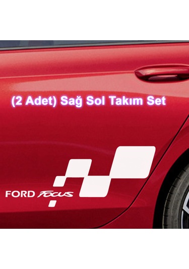 2 Adet Ford Focus Sticker - Kapı Altı Sticker - 60cm X 24cm - Beyaz