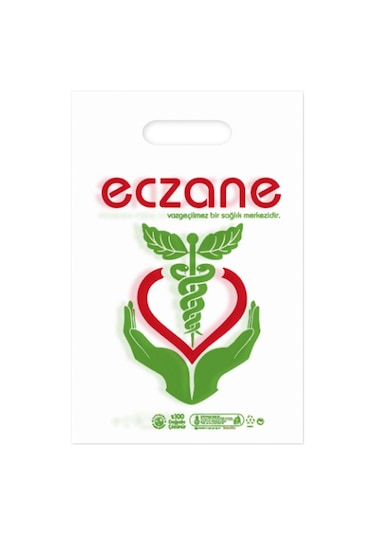 Elgeçme Eczane Poşeti No 1 22X33 Cm Tasarım 4 - 100 Adet