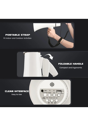 Willowhaven Lm Beyaz 35w Taşınabilir Pa Hoparlör Siren Usb Kayıt Spor Ve Açık Hava