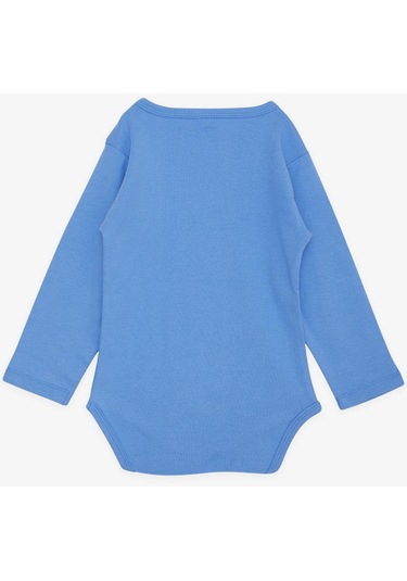 Breeze Erkek Bebek Çıtçıtlı Body Pilot Hayvancıklar Baskılı 9 Ay-3 Yaş, Mavi-mavi Mavi