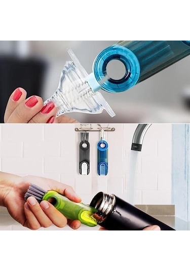 Buffer 3 Fonksiyonlu Pratik Şişe Temizleme Fırçası Mutfak Banyo Araç İçin Çok Amaçlı Fırça Çok Renkli